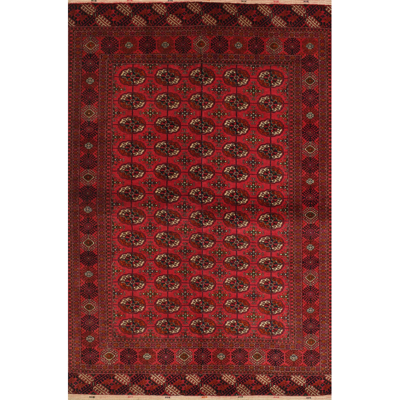 Tapis traditionnel rouge / beige, Rectangle 5 pi x 7 pi