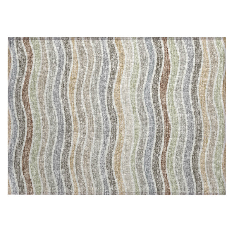Machine Washable Indoor/Outdoor Micelotta ACN2333 Stripes Rug, Rectangle 1'8" x 2'6"