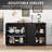 55" Modern Buffet Cabinet with Adjustable Shelves, Black Wood Sideboard with Diamond Doors, Kitchen Coffee Bar Credenza-128992884