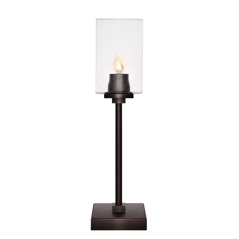 Lampe d'appoint Whitmire avec verre carré transparent de 4 po, Granit foncé