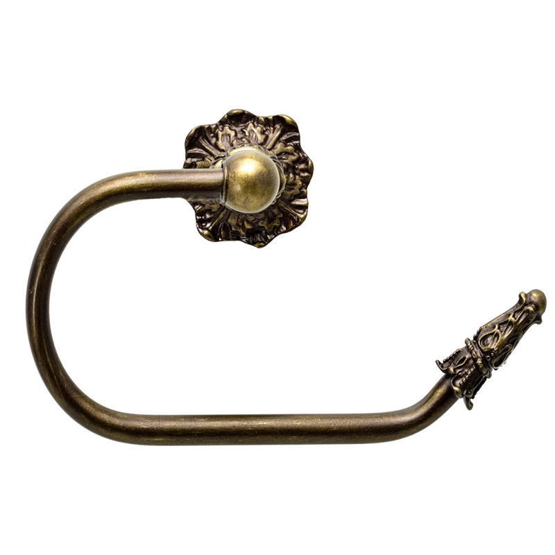 Acanthus swing tissue smooth ring right Renaissance style in Oil Rub Bronze, Antique Brass