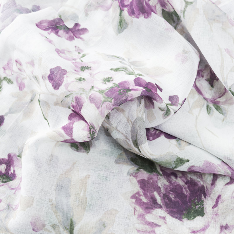 Bremen Elegant Water-Color Floral Semi-Sheer Single Curtain Panel, Berry, 54"W x 84"L