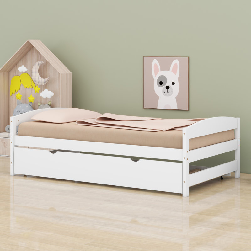 Lit plateforme avec lit gigogne, Blanc