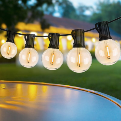 25FT G40 Outdoor Globe String Lights, 12 E12 Warm White 2700K Bulbs Waterproof Heavy Duty Commercial Grade Patio Bistro Backyard Porch Wedding Decor Hanging Light Set