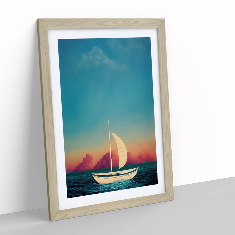 Sailing Boat - Framed Print, 34cm H x 25cm W x 2cm D, Oak