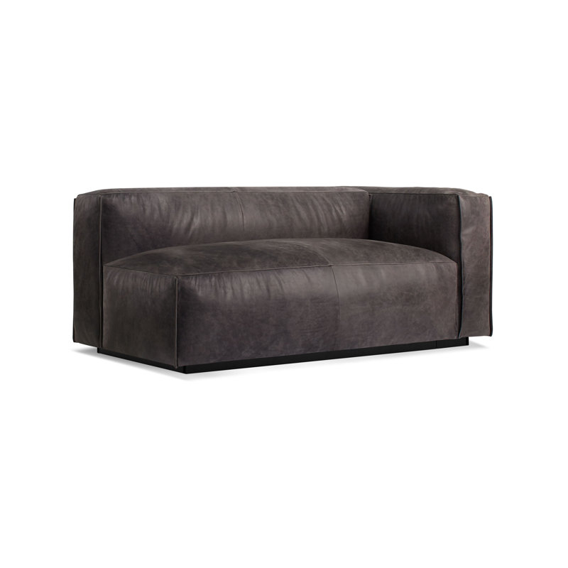 Cleon Chaise Lounge, Slate Genuine Leather, Right Hand Facing