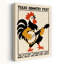 Affiche murale fantaisiste avec un coq jouant au banjo, style rétro vintage.-133613549