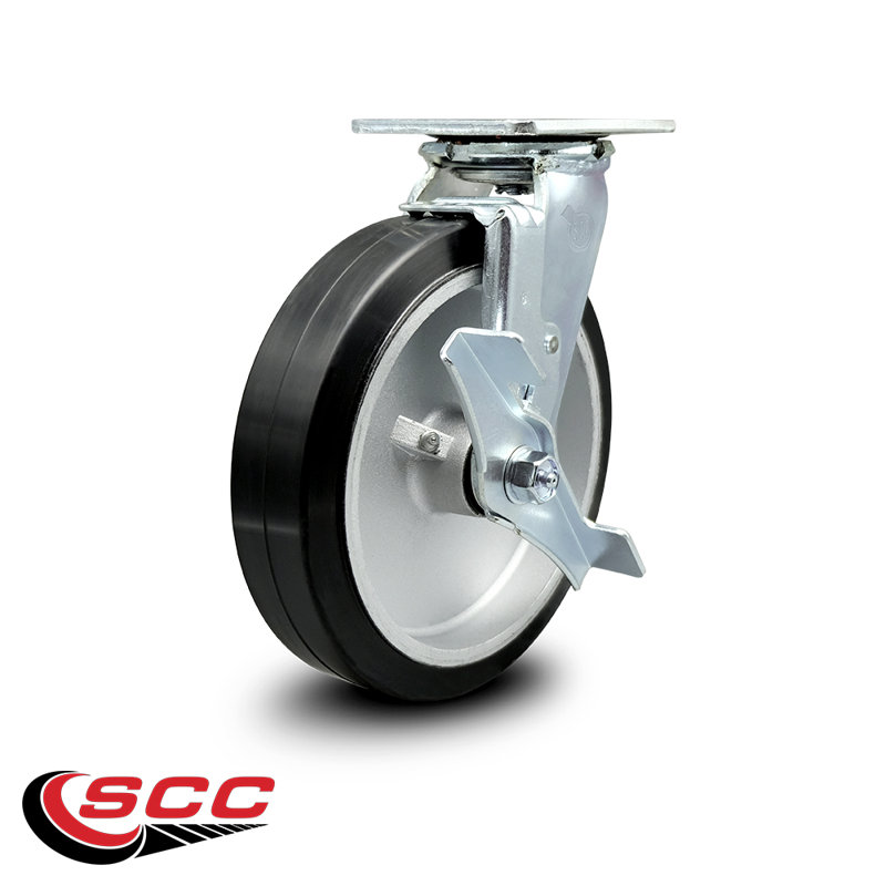 Caoutchouc sur roulettes pivotantes en aluminium