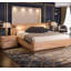 Ensemble de chambre à coucher 4 pièces en bois massif de style européen avec éclairage de tête de lit à DEL, 2 tables de chevet et commode-823201328