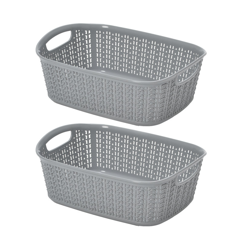 JVL Plastic Decorative Basket, Grey