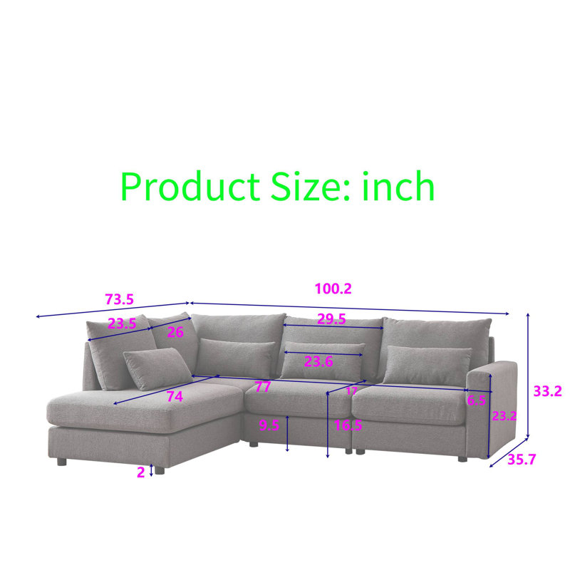 Canapé modulaire convertible polyvalent avec repose-pieds mobile, canapé modulaire 4 pièces avec coussins lombaires, idéal pour le salon, un appartement, un bureau et une chambre à coucher