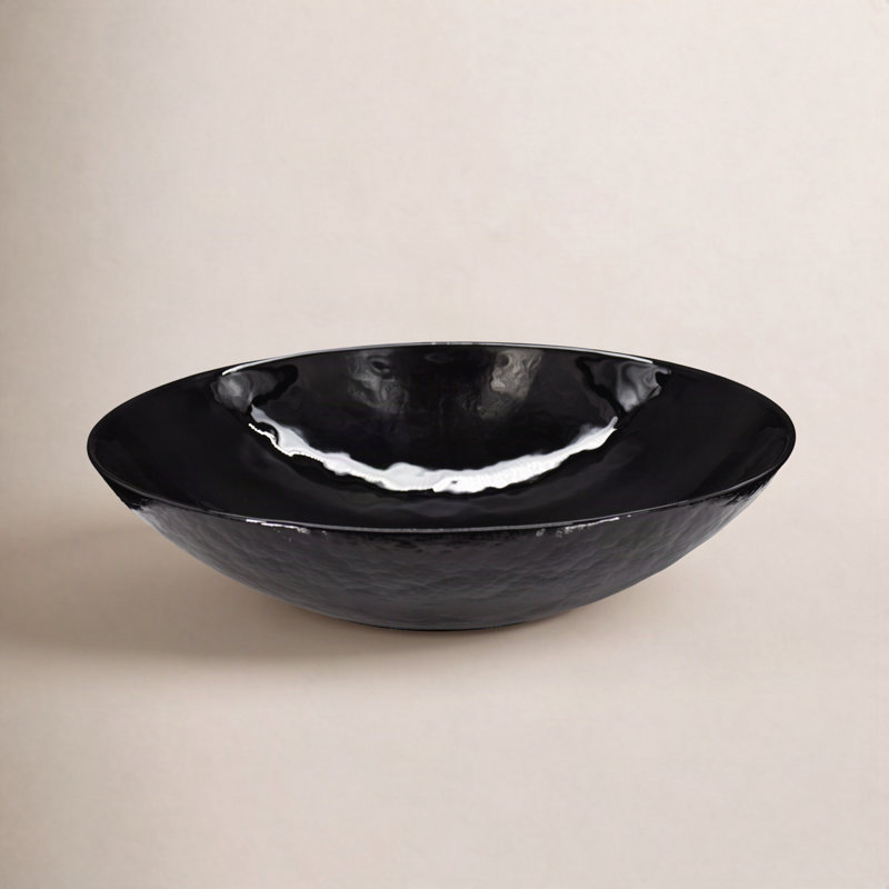 Murano Glass Handmade Circular Vessel Bathroom Sink, Abyss