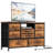8-Drawer Fabric Dresser TV Stand with RGB LED & Power Outlet, Wood-Top Storage Console for 55" TV-882101077