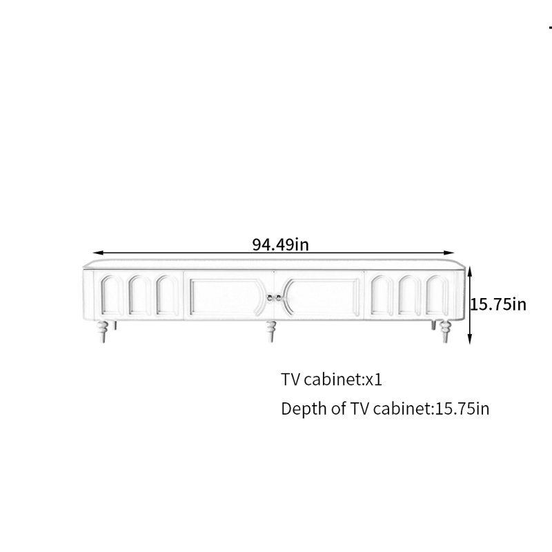 Meuble télé de style français rétro, 94.49''