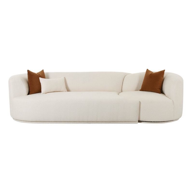 Tov Furniture Fickle Cream Boucle 2-Piece Modular LAF Sofa, Beige