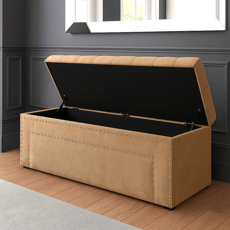Duke Ottoman Storage Box - Chesterfield Upholstered Blanket Box - Plush Velvet Ottoman Bench with Storage, H43 x W90 x D40cm