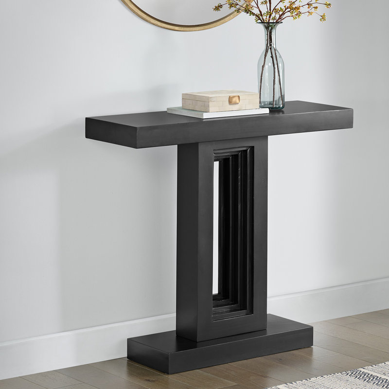 Pismo 36-Inch Solid Wood Console Table, Black, Black