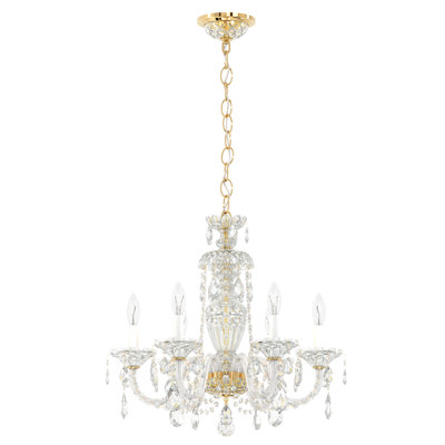 Sterling 6 Light 21in x 22.5in Chandelier in Gold with Clear Heritage Handcut Crystals