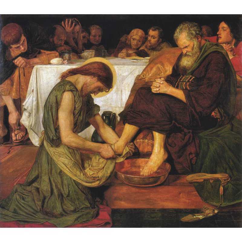 Jésus lavant les pieds de Pierre à la dernière Cène, H 15 po x l 17 po