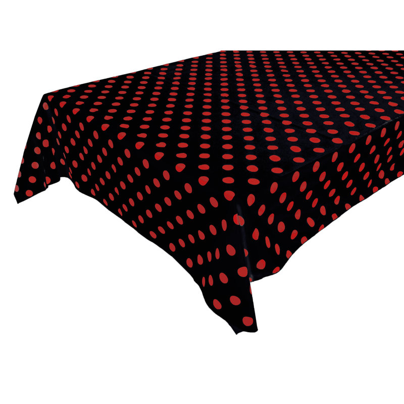 Polka Dots Print Tablecloths, 84" L x 58" W, Red/Black