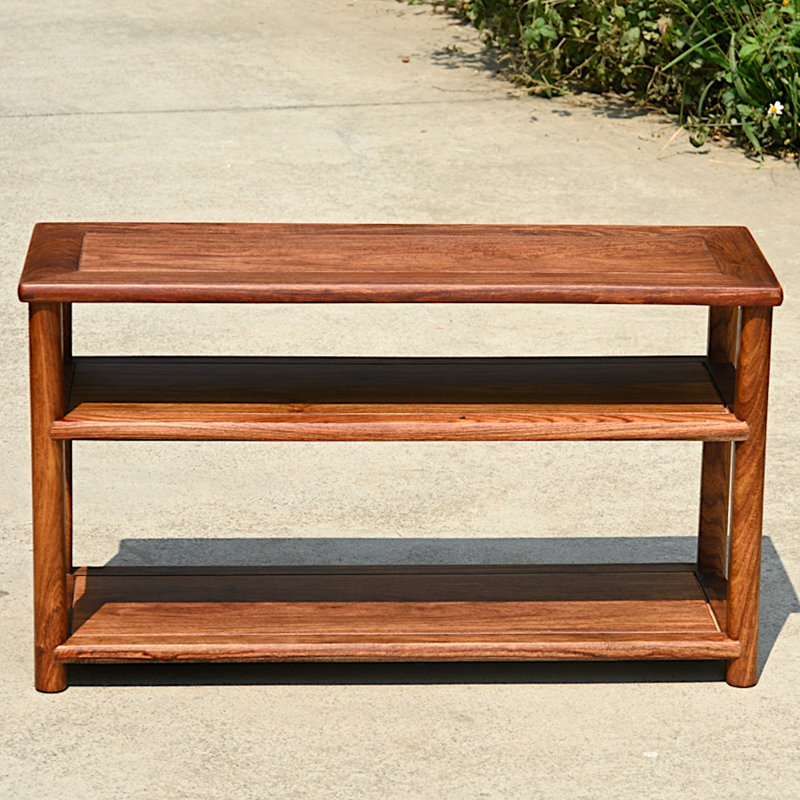 Chinese Classical Double-Layer Rosewood Shoe Rack 8 - Pair Solid Wood Shoe Storage Cabinet