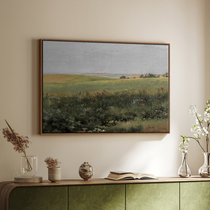 "Vintage Landscape -DCCDXCVII" sur, Toile encadrée noyer flottant, H 27 po x l 41 po