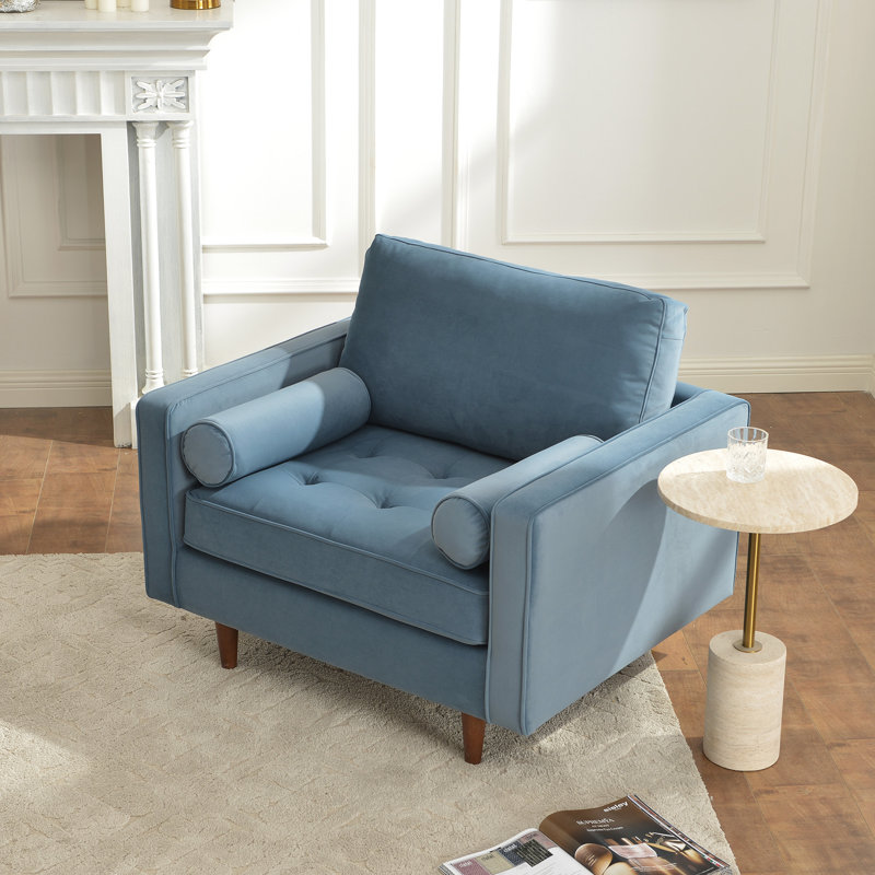 Fauteuil rembourré de 42 po de largeur, Velours bleu clair