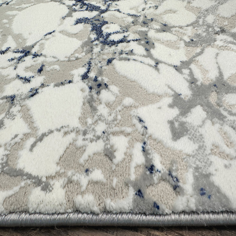 Fynton 1240 Blue Abstract Modern Area Rug, Runner 2'2" x 7'7"