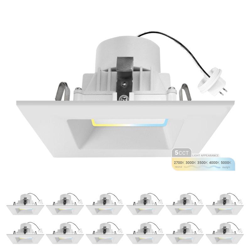 Éclairage encastré carré DEL MR16 de 4 pouces NUWATT, 2700K / 3000K / 3500K / 4000K / 5000K sélectionnable, 10W, 660LM, à intensité variable, lumière DEL de 4 po 12V, ampoules à faible tension de 4 po, ampoule DEL MR16 GU5.3