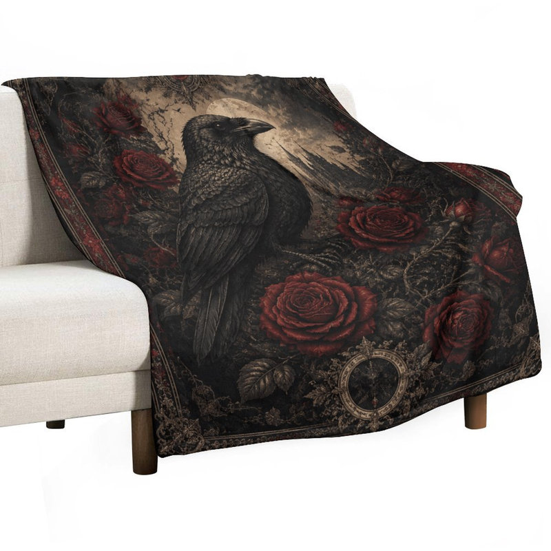 Jeté Raven Roses Moon Castle, 50 x 60 po