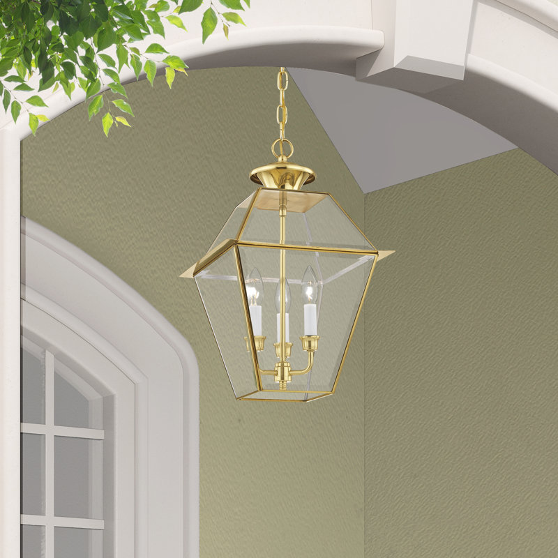 Lanterne suspendue d'extérieur Boto, H 18,5 po x l 12 po x P 12 po, Laiton poli