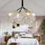 4-head 12-ball glass chandelier, living room and dining room main light, adjustable hanging rod, including e26 light source