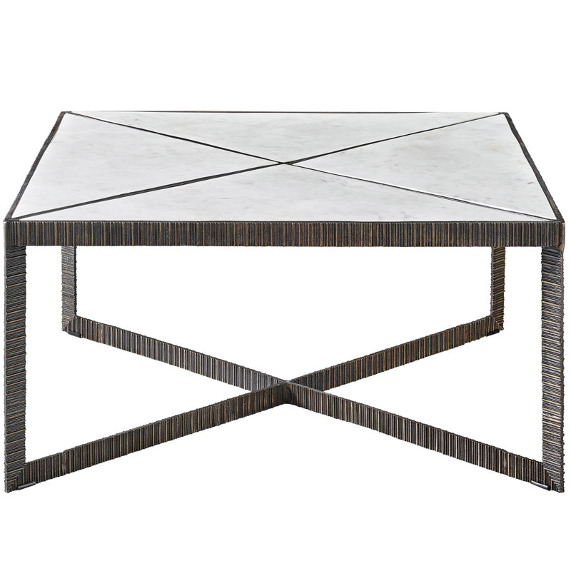 Square Marble Top Metal Frame Coffee Table