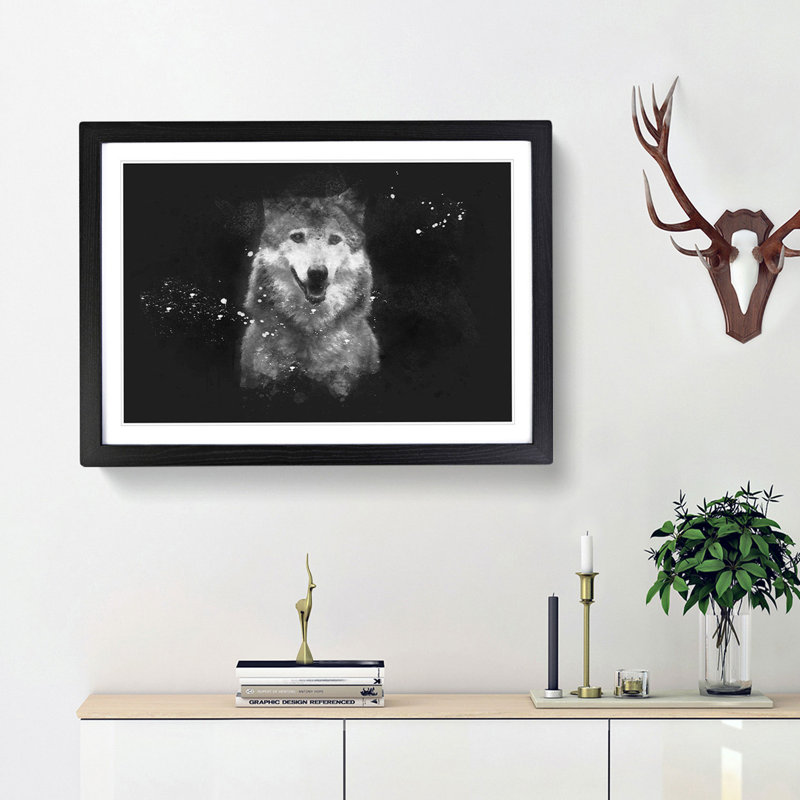 Wolf Portrait - Picture Frame Graphic Art Print, Black Framed, 33cm H x 45cm W x 2cm D
