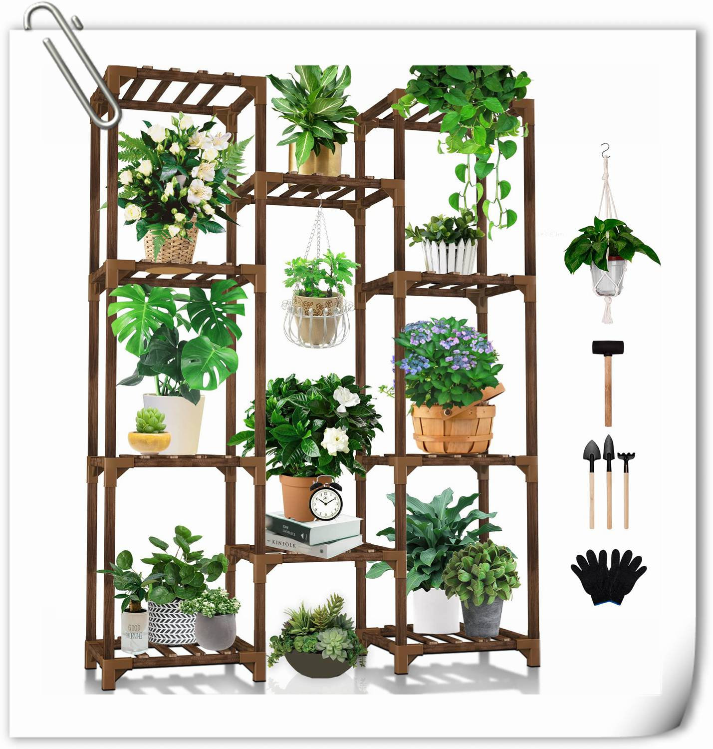 Arlmont & Co. Plant Stand Indoor Outdoor, Tall Plant Shelf For Multiple ...
