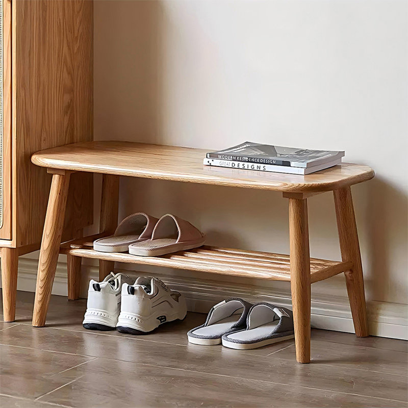 Banc en bois massif Burlywood, H 15,75 po x l 23,62 po x P 13,78 po