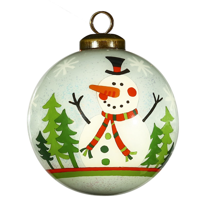 Ornement boule festive en forme de bonhomme de neige scintillant