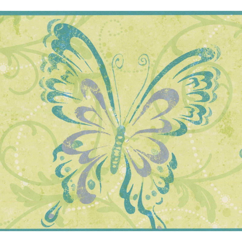 Bordure de papier peint papillon L 7 pi x l 180 po Candice Olsen Kids, Vert