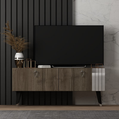 Meuble télé élégant, finition noyer, 47,2 po x 11,8 po x 19,7 po | 100% panneau de particules enduit de mélamine, épaisseur: 0,7 pouce | Pieds en PVC durable (5,9 pouces de hauteur) | Design moderne pour le salon et les espaces de divertissement