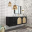 60 po X P 20 po P x 22 po Meuble-lavabo mural simple H noir avec comptoir en alliage d'aluminium blanc