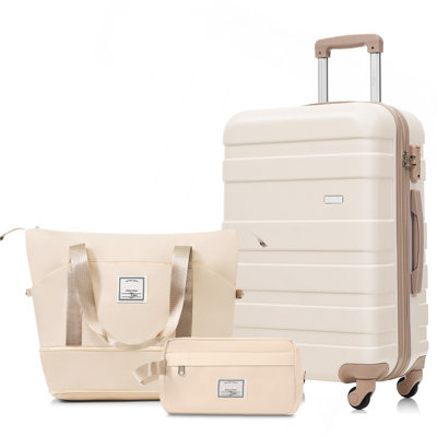 Ensemble de 3 valises - Valise à carreaux 24 po avec sac de toilette à sec TSA