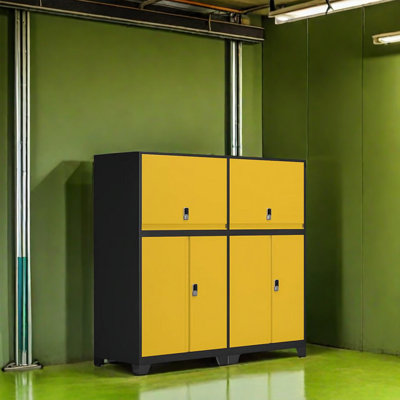 Yellow Rectangular Tool Cabinet 90.5'' W Steel Job Site Storage