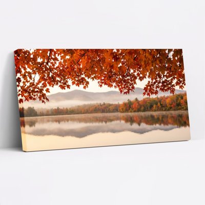 Autumn Lake Canvas Wall Art Oil Painting Print Set Of 1