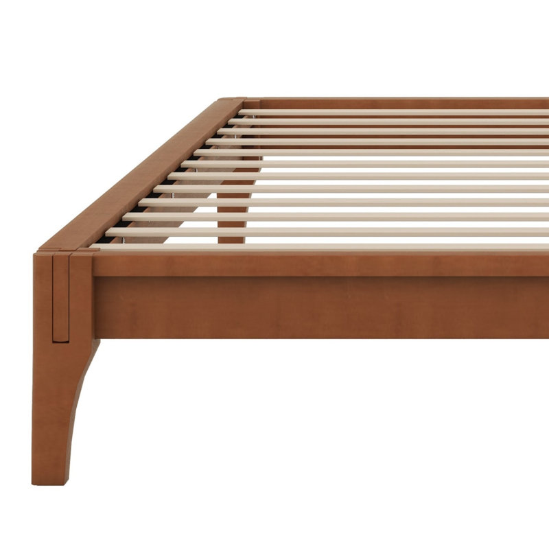 Wood Platform Bed Frame, With Slat Support, Brown