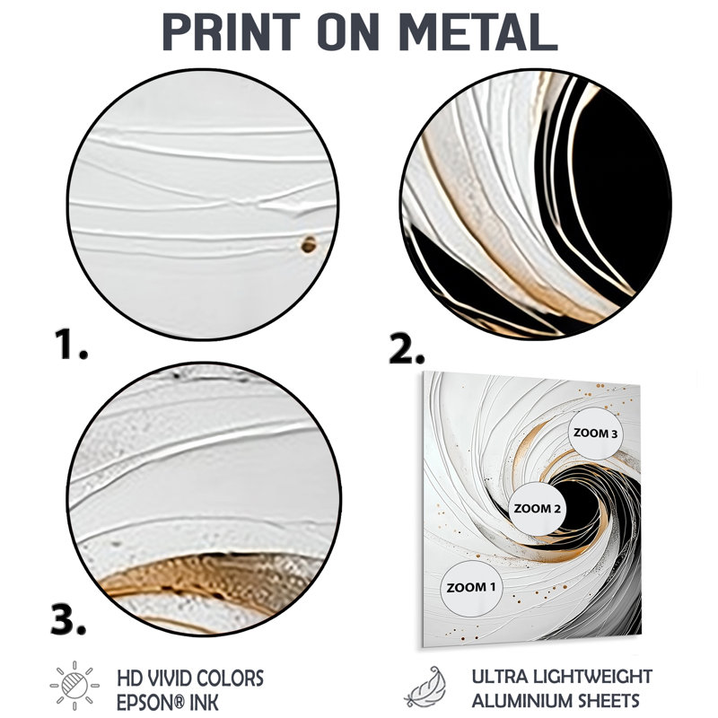 «Minimal Abstract Spiral Soft Convergence VI», impression sur métal, H 32 po x l 16 po x P 0,84 po