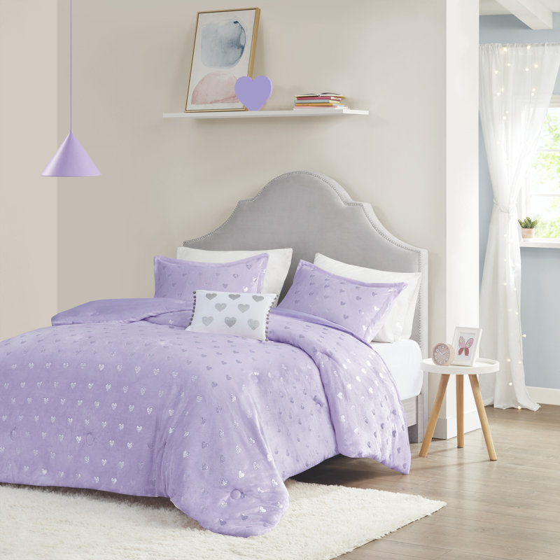 Twin Purple and Silver Microfiber Comforter Set
