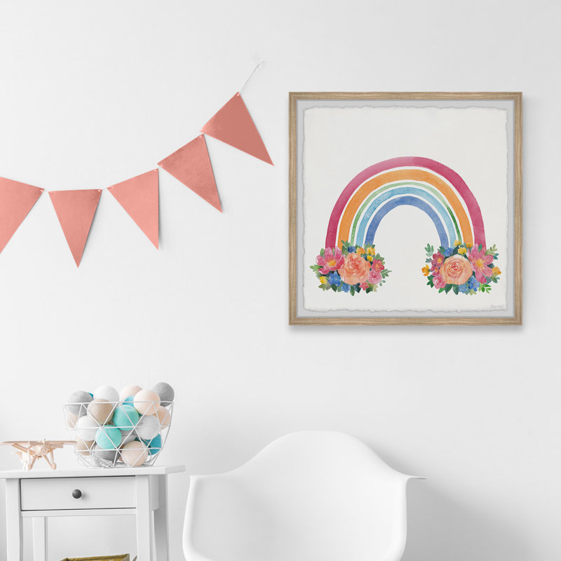 Fin du bouquet arc-en-ciel - peinture encadrée, H 18 po x l 18 po x 1,5 po