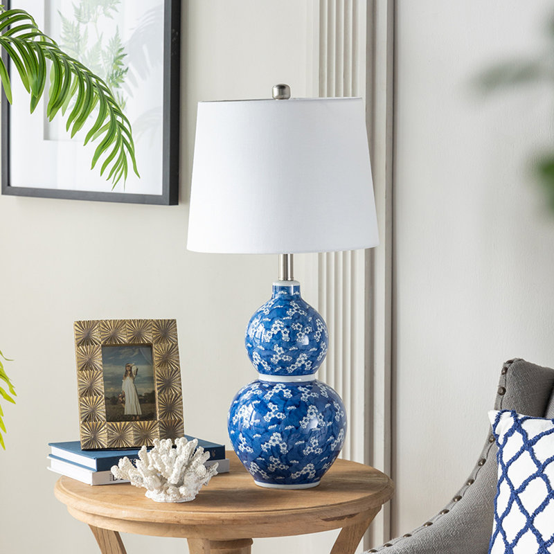 D13x25,7 "Vase rond en céramique à deux niveaux bleu et blanc