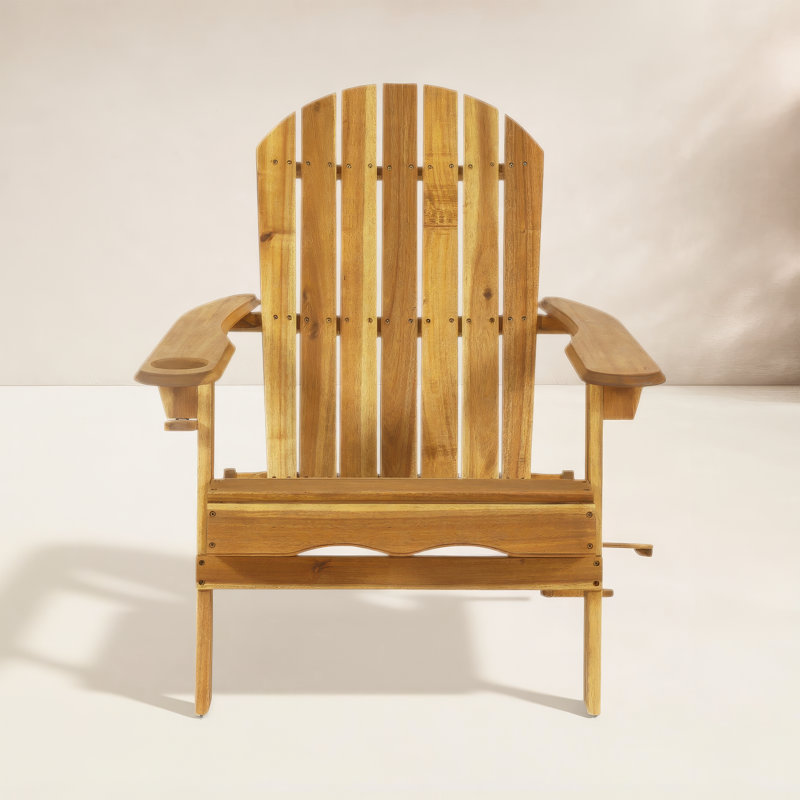 Chaise Adirondack pliante en bois massif Teigan, Teck