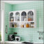 Armoire murale en verre blanche à quatre portes avec rangement organisé de 47,25 pouces pour une gestion moderne et efficace de la maison-724236206